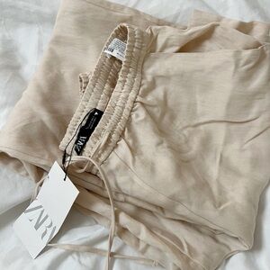 Zara flowy straight leg pants cream/tan (NWT)